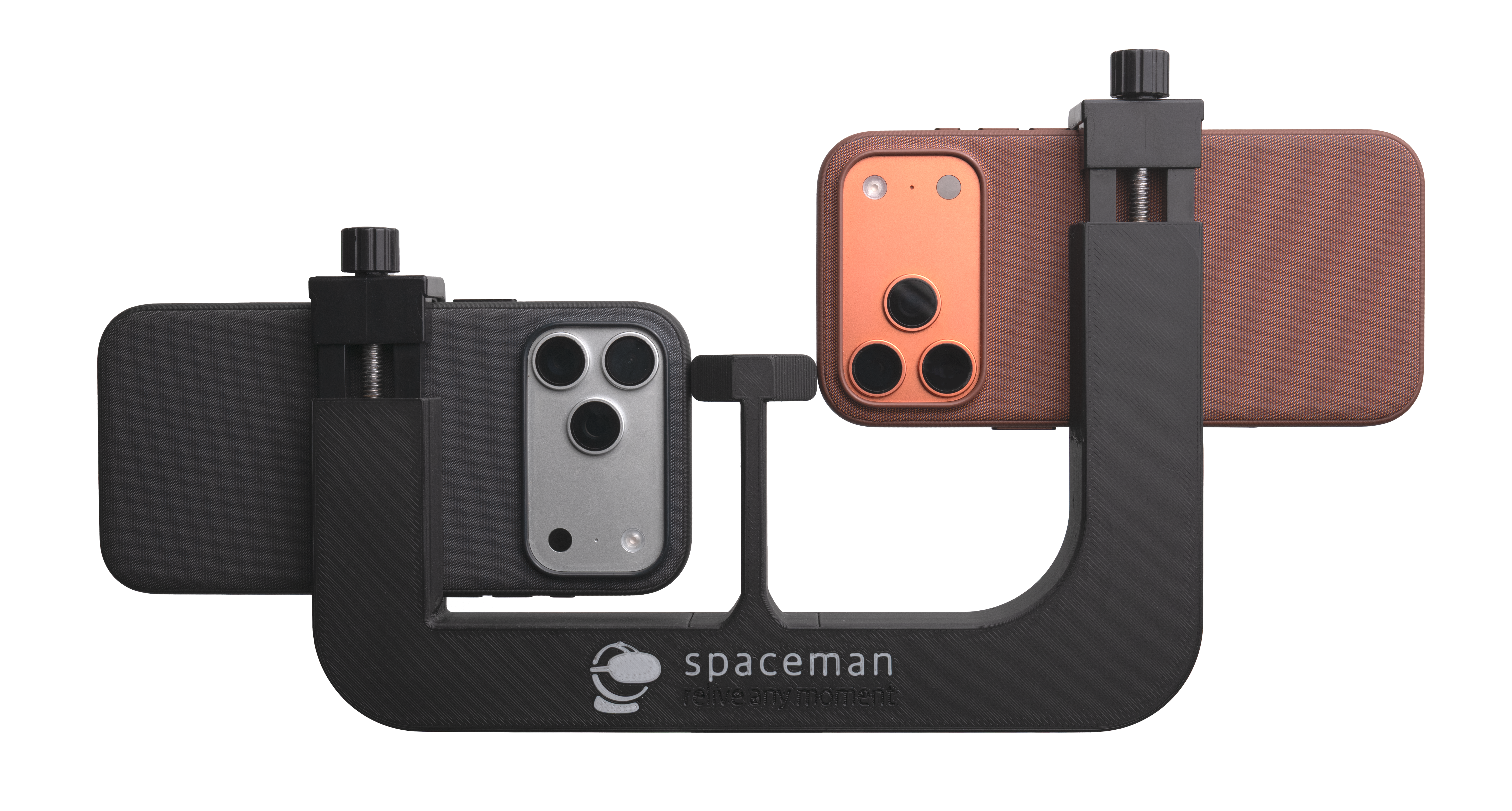 Spaceman device with two iPhones mounted